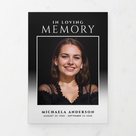 Elegant in liefdevolle herinnering 2-foto begrafen drieluik programma (Cover)