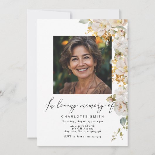 Elegant in liefdevolle herinnering begrafenis bloe kaart (Voorkant)
