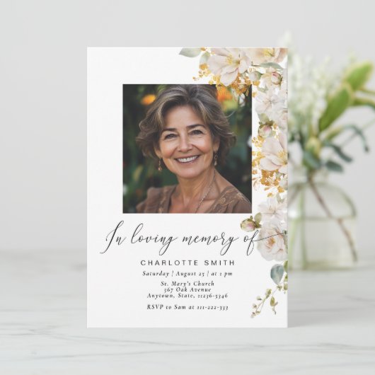 Elegant in liefdevolle herinnering begrafenis bloe kaart (Staand voorkant)