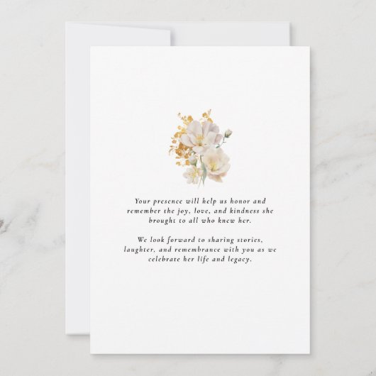 Elegant in liefdevolle herinnering begrafenis bloe kaart (Achterkant)