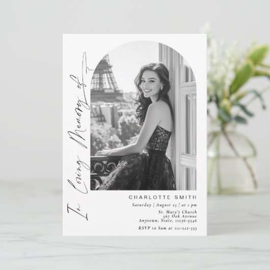 Elegant in liefdevolle herinnering begrafenis eenv kaart (Staand voorkant)