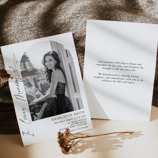 Elegant in liefdevolle herinnering begrafenis eenv kaart