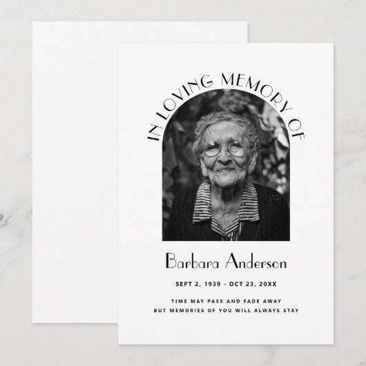 Elegant in liefdevolle herinnering begrafenis foto kaart (Voorkant / Achterkant)