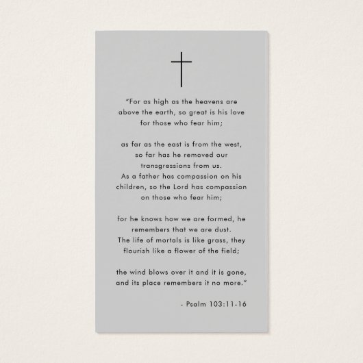 Elegant in liefdevolle herinnering begrafenis foto visitekaartje (Achterkant)