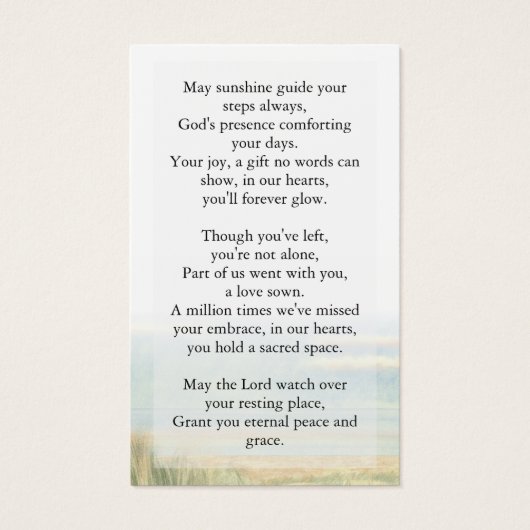 Elegant in liefdevolle herinnering begrafenis gebe visitekaartje (Achterkant)