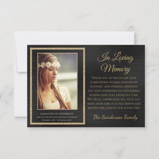 Elegant in liefdevolle herinnering begrafenis zwar bedankkaart (Voorkant)