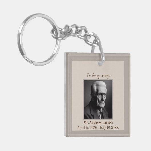 Elegant in liefdevolle herinnering begrafenismonum sleutelhanger (Voorkant Links)