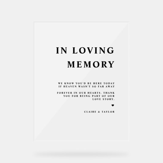 Elegant in liefdevolle herinnering bruiloft Froste Acryl Bord (Voorkant)