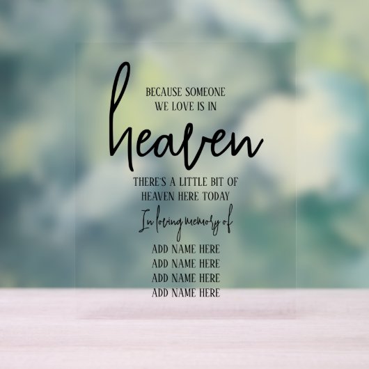 Elegant in liefdevolle herinnering Eenvoudige brui Acryl Bord (Neutraal)