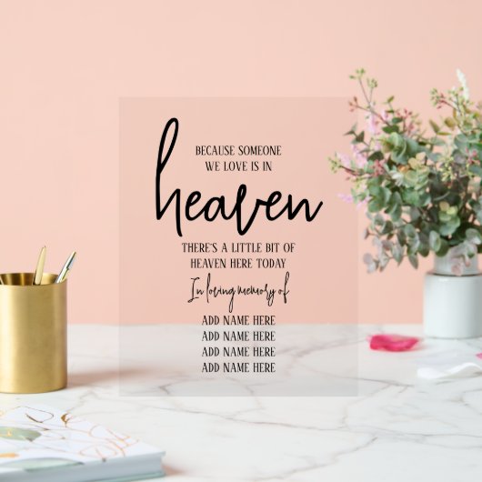 Elegant in liefdevolle herinnering Eenvoudige brui Acryl Bord (Huwelijk)