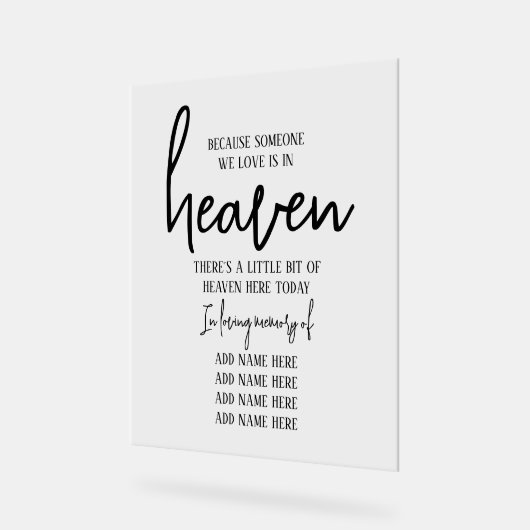 Elegant in liefdevolle herinnering Eenvoudige brui Acryl Bord (Hoek)