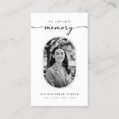 Elegant in liefdevolle herinnering Foto begrafenis Visitekaartje (Voorkant)