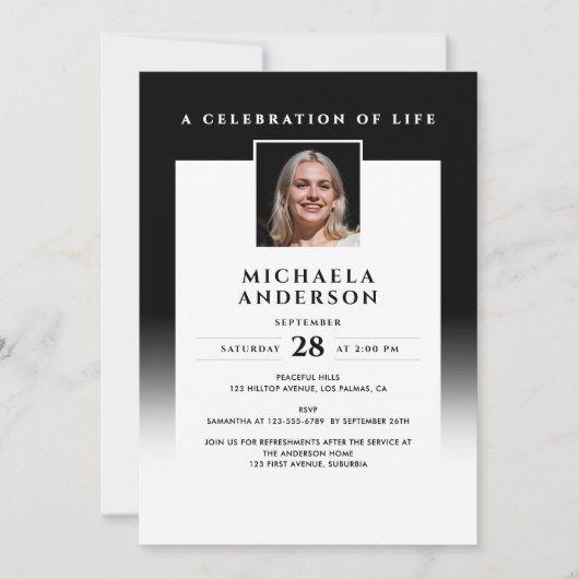 Elegant in liefdevolle herinnering Fotobegrafenis  Kaart (Voorkant)