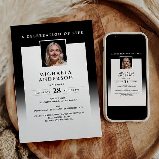 Elegant in liefdevolle herinnering Fotobegrafenis Kaart