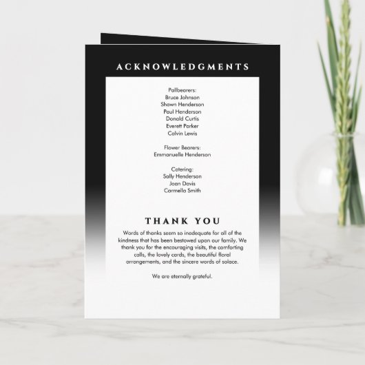 Elegant in liefdevolle herinnering Fotobegrafenis Programma (Achterkant)