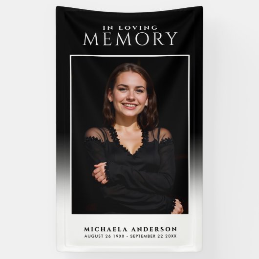 Elegant in liefdevolle herinnering Fotobegrafenis Spandoek (Verticaal)