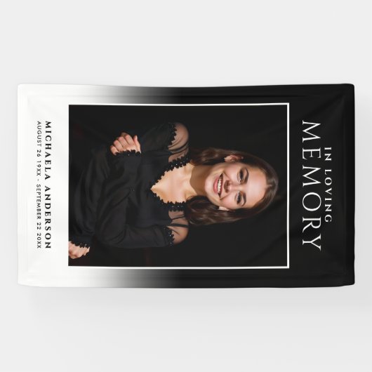 Elegant in liefdevolle herinnering Fotobegrafenis Spandoek (Horizontaal)