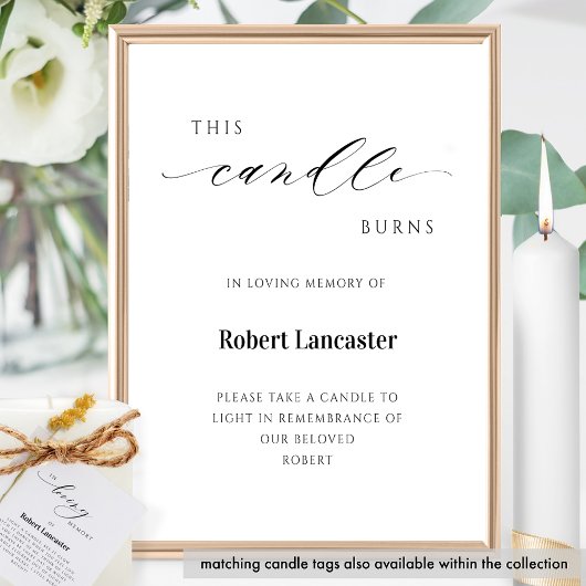 Elegant in liefdevolle herinnering, Memorial kaars Bedankjes Labels