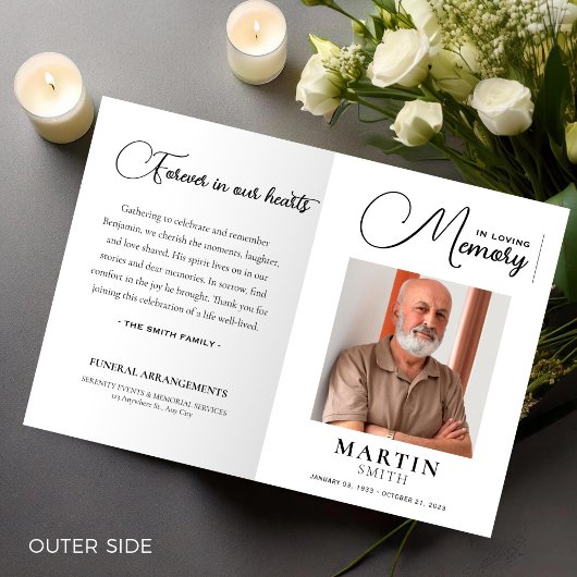 Elegant in liefdevolle herinnering overlijdensfoto programma