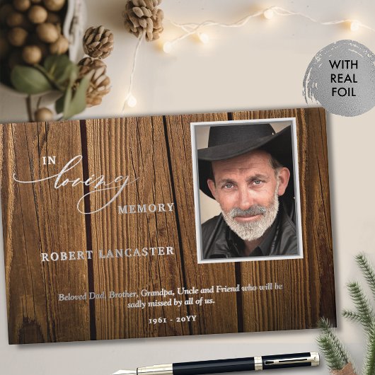 Elegant in liefdevolle herinnering rustieke houten gastenboek