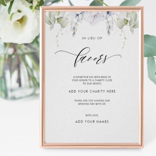 Elegant in Lieu Favors Wedding Sign Poster