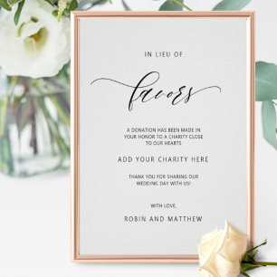 Elegant in Lieu Wedding Favors Sign Poster