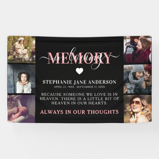 Elegant in Loating Memory Photo Collage Memorial Spandoek (Horizontaal)