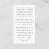 Elegant In Loving Memory Floral Photo Prayer Card Visitekaartje (Achterkant)