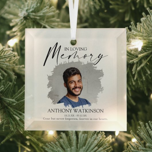 Elegant In Loving Memory Foto Glas Ornament (Insitu)