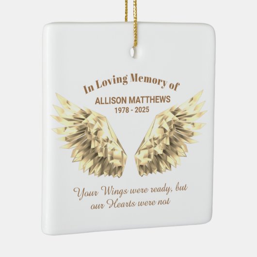 Elegant in Loving Memory Gold Wings Memorial Keramisch Ornament (Rechts)
