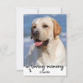 Elegant In Loving Memory Hond Pet Memorial Foto Bedankkaart (Voorkant)