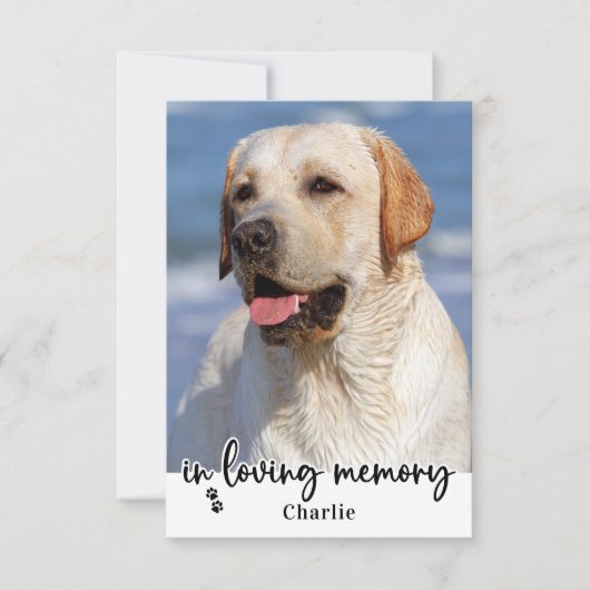 Elegant In Loving Memory Hond Pet Memorial Foto Bedankkaart (Voorkant)