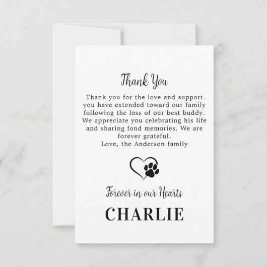 Elegant In Loving Memory Hond Pet Memorial Foto Bedankkaart (Achterkant)
