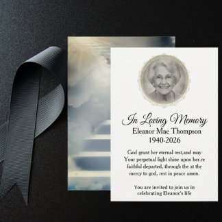 Elegant In Loving Memory Invitation Kaart