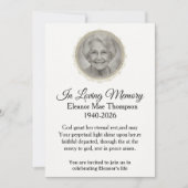 Elegant In Loving Memory Invitation Kaart (Voorkant)