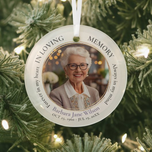 Elegant In Loving Memory Memorial Funeral Keepsake Glas Ornament (Insitu)