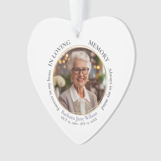 Elegant In Loving Memory Memorial Funeral Keepsake Ornament (voorkant)