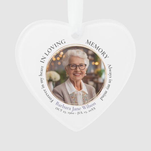 Elegant In Loving Memory Memorial Funeral Keepsake Ornament (voorkant)