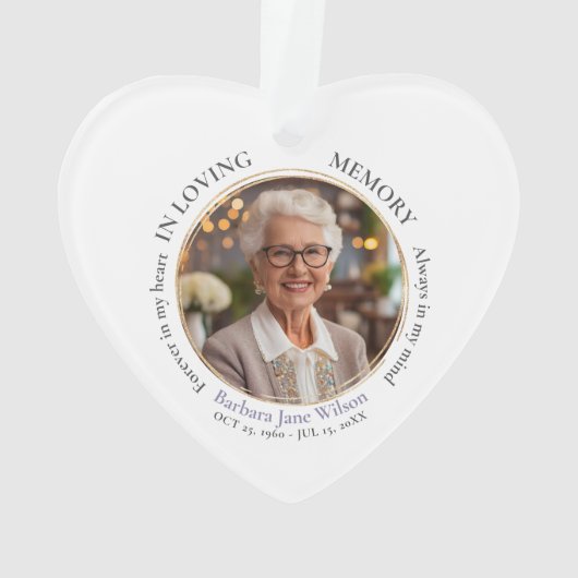 Elegant In Loving Memory Memorial Funeral Keepsake Ornament (achterkant)