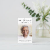 Elegant In Loving Memory Photo Cross Prayer Card Visitekaartje (Staand voorkant)