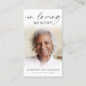 Elegant In Loving Memory Photo Cross Prayer Card Visitekaartje (Voorkant)