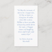 Elegant In Loving Memory Photo Prayer Cards Visitekaartje (Achterkant)