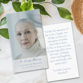Elegant In Loving Memory Photo Prayer Cards Visitekaartje