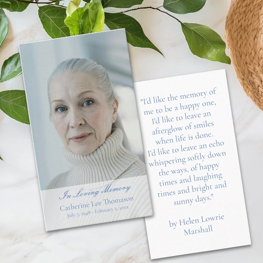 Elegant In Loving Memory Photo Prayer Cards Visitekaartje