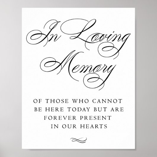 Elegant In Loving Memory Zwarte Calligrafie | Chic Poster (Voorkant)