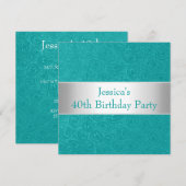 Elegant in reliëf Groen Blauw Witte Partij Kaart (Voorkant / Achterkant)