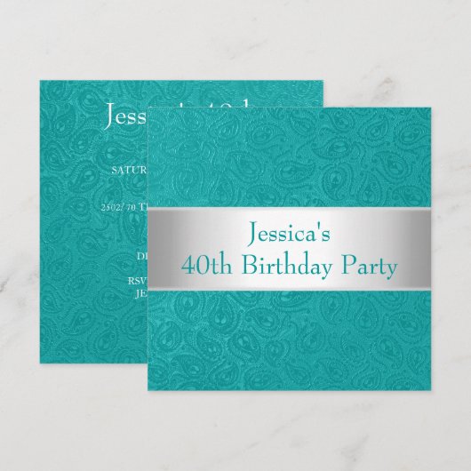 Elegant in reliëf Groen Blauw Witte Partij Kaart (Voorkant / Achterkant)