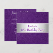 Elegant in reliëf Paars Paisley White Party Kaart (Voorkant / Achterkant)