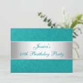 Elegant in reliëfdruk Green Paisley White Party Kaart (Staand voorkant)