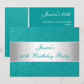 Elegant in reliëfdruk Green Paisley White Party Kaart (Voorkant / Achterkant)